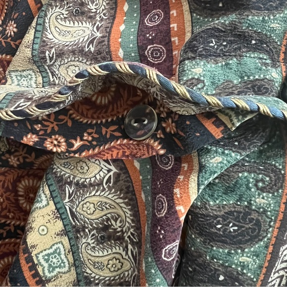 Vintage Maggy London Vintage 100% Silk Paisley Blouse, Funky Top with Gold - Picture 5 of 8